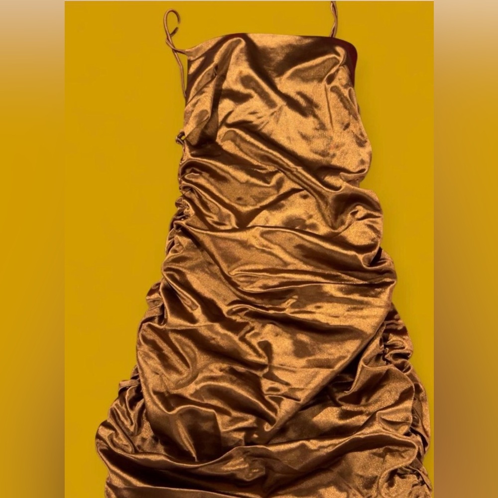 Fashion Nova Shimmering Bronze Dress